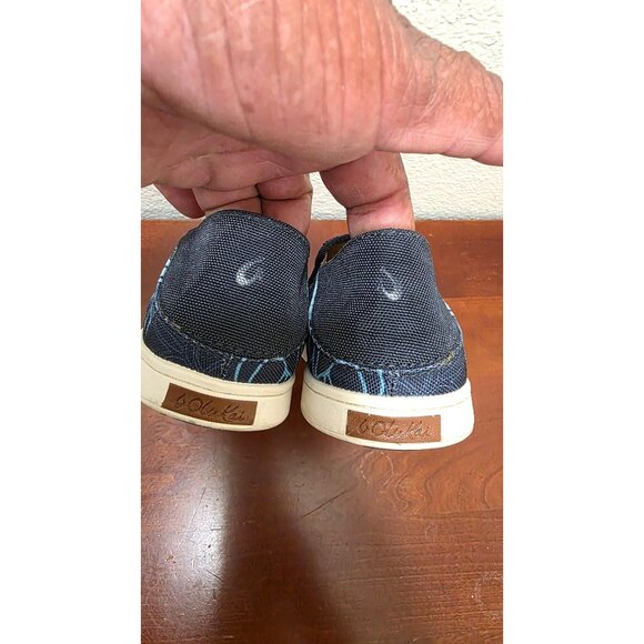 Olukai Women's Slip-On Floral Canvas Shoes Size 7 Navy & Light Blue - Picture 5 of 8
